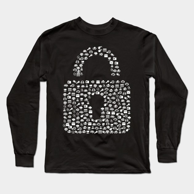 Padlock made of communication icons Long Sleeve T-Shirt by All About Nerds